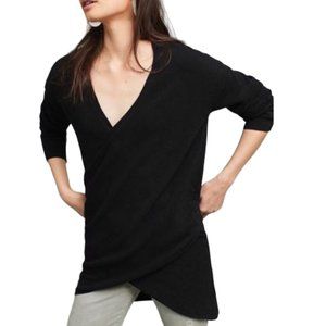 Anthropologie NWT Stowe Wrap Style V Neck Sweater in Black Womens Size S
